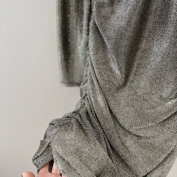 NWT BCBGMAXAZRIA Ruched Long Sleeve Metallic Cocktail Mini Dress Small - Picture 7 of 7